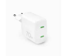 Akyga Įkroviklis Puro GaN 70W 2xUSB-C, baltas
