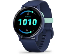 Išmanusis laikrodis Garmin vívoactive® 5 Mėlynos metalo spalvos aliuminio apvadas su mėlynu korpusu ir silikoniniu dirželiu