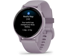 Išmanusis laikrodis Garmin vívoactive® 5 Metalinės orchidėjų spalvos aliuminio apvadas su orchidėjų spalvos korpusu ir silikoniniu dirželiu