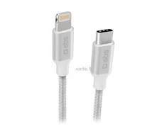Kabelis SBS braided USB-C/Lightning 1m sidabrinis