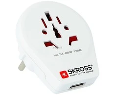 Adapteris Schuko kištukas - universalus lizdas 230V 16A su USB 5V 2.4A SKROSS