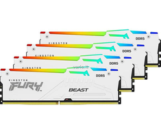 RAM „Kingston KF560C40BWAK4-64“ 64 GB 6000 MT/s DDR5 CL40 DIMM atmintis (4 vnt. rinkinys) „FURY Beast Baltas RGB XMP“ | „Kingston“