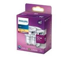 LED Spot GU10 Philips 50W Šiltai baltas 36D, 2vnt