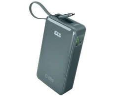 Išorinė baterija SBS 10000 mAh 20W su integruotu USB-C laidu ir skaitmeniniu ekranu - pilka