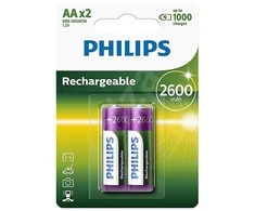 Įkraunama baterija Philips AA 2600 mAh 2 lizdinės plokštelės