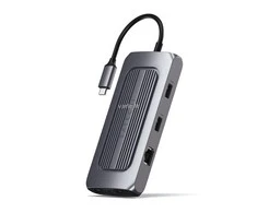 „Satechi“ kelių prievadų adapteris USB-C (2 x USB-C, 2 x USB-A, 2 x 4K HDMI, mikro / SD kortelių skaitytuvas, eternetas) (pilka erdvė)
