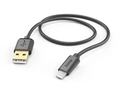 USB laidas->Lightning Hama 1,5m auksinis kištukas, juodas