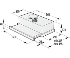 Gartraukis Gorenje | Gaubtas | BHP62CLI | Teleskopinis | C energijos vartojimo efektyvumo klasė | Plotis 60 cm | 435 m³/h | Mechaninis valdymas | LED | Dramblio kaulas