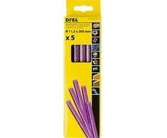 Drel Karštų klijų lazdelės 11,2 mm x 200 mm, su blizgučiais violetinės, 5 vnt.