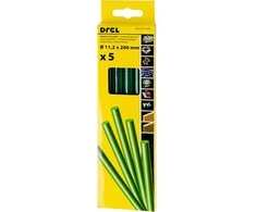 Drel Karštų klijų lazdelės 11,2 mm x 200 mm, žalios, 5 vnt.
