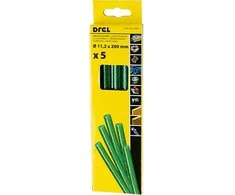 Drel Karštų klijų lazdelės 11,2 mm x 200 mm, su blizgučiais, žalios, 5 vnt.