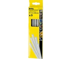 Drel Karštų klijų lazdelės 11,2 mm x 200 mm, su blizgučiais, sidabrinės, 5 vnt.
