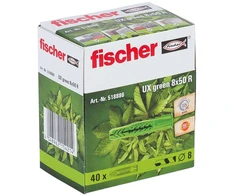 Fischer Univ. kaištis UX Žalias 8 x 50 R su žiedeliu 40 vnt.