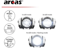 Galvos žibintuvėlis 9 LED, ARCAS