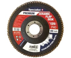 Lapelinis šlifavimo diskas 125 mm, P40, Ceramic PREMIUM, SPECIALIST+