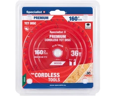 Medžio pjovimo diskas SPECIALIST+ Premium Cordless, 160 x 1,6 x 20 mm, 36 dantų, 15°, TCT