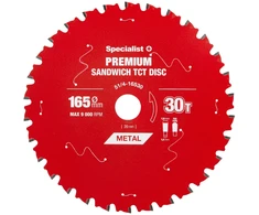Metalo pjovimo diskas SPECIALIST+ Premium, 165 x 1,8 x 20 mm, 30 dantų, 0°, TCT