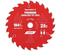 Pjovimo diskas 184x24Tx20/16mm, Cordless PREMIUM, SPECIALIST+