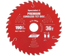 Pjovimo diskas 190x36Tx30mm, Cordless PREMIUM SPECIALIST+