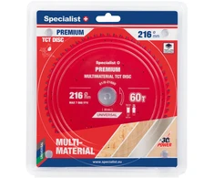 Universalus pjovimo diskas SPECIALIST+ Premium, 216 x 2,0 x 30 mm, 60 dantų, 0°, TCT, staklėms