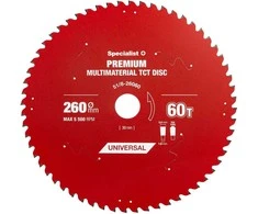 Pjovimo diskas 260x60Tx30mm, Multimaterial PREMIUM, SPECIALIST+