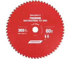 Universalus pjovimo diskas SPECIALIST+ Premium, 305 x 2,6 x 30 mm, 60 dantų, 0°, TCT, staklėms