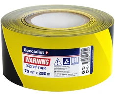 SPECIALIST+ įspėjamoji juoda/geltona juosta, 75 mm x 250 m