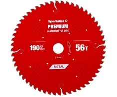 Pjovimo diskas 190x56Tx30mm, Aliuminio PREMIUM, SPECIALIST+