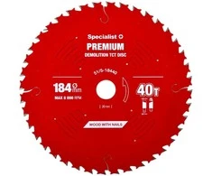 Pjovimo diskas 184x40Tx20/16mm, Demolition PREMIUM, SPECIALIST+