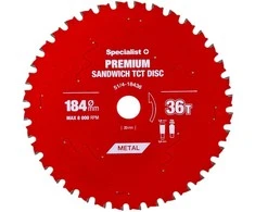 Pjovimo diskas 184x36Tx20/16mm, Sandwich PREMIUM, SPECIALIST+