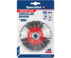 Vielinis šlifavimo diskas, suktos vielos, 100 mm, M14, SPECIALIST +