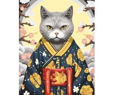 Tapyba pagal numerius Wizardi Beldizart Tapymas pagal numerius rinkinys "Katė kimono" 40x50 cm W033 0425