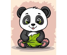 Tapyba pagal numerius Wizardi Beldizart 2024Piešimas pagal skaičius rinkinys "Miela panda" 16.5x13 cm MINI305