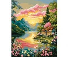 Tapyba pagal numerius Wizardi Beldizart Dažų rinkinys pagal skaičius "Saulėlydžio kraštovaizdis" 40x50 cm W088 0326