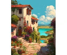 Beldizart Deimantinė mozaika su porėmiu "Vila prie ežero" 40x50 cm DP441