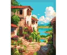 Beldizart Deimantinė mozaika su porėmiu "Vila prie ežero" 40x50 cm DP441
