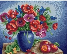 Beldizart (Nutraukta) Deimantų tapyba su porėmiu "Natiurmortas su aguonomis" 40*50 cm DP041