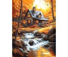 Beldizart Deimantinio dažymo rinkinys su porėmiu "Mokykla miške" 30x40 cm VA853