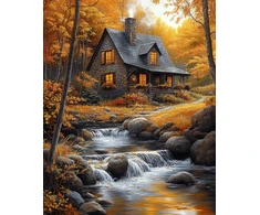 Beldizart Deimantinio dažymo rinkinys su porėmiu "Mokykla miške" 30x40 cm VA853