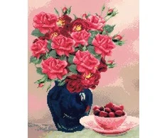 Beldizart (Nebegaminamas) Deimantų tapyba su porėmiu „Skaisčiai raudona puokštė“ 40*50 cm DP017