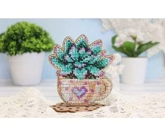 MP Studia Beldizart Karoliukų siuvinėjimas ant medinio pagrindo "Romantiška echeveria" SO-076