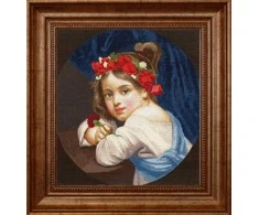 Beldizart Kryželiu siuvinėjimo rinkinys "Mergaitė aguonų vainike su gvazdiku rankoje (Mariuccia).1819" 39.5x41.5 cm S/MK109