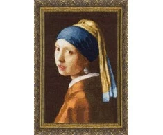 Beldizart Kryželiu siuvinėjimo rinkinys Mergina su perlo auskaru 12,5x19,5 cm S/KR003