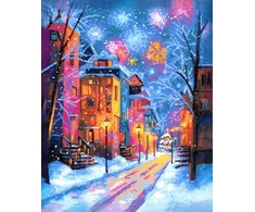 Beldizart (Nutrauktas) Deimantinės tapybos rinkinys su porėmiu "Žiemos miestas" 40x50 cm DP430