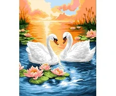 Tapyba pagal numerius Wizardi Beldizart Paint by Numbers kit "Swan Serenade" 40x50 cm W094 0425
