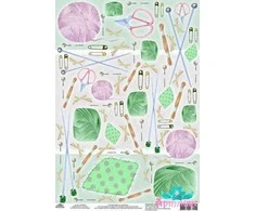 Beldizart Ryžių kortelė dekupažui "Mezgimo virbalai, siūlai ir smeigtukai" dydis: 21 * 30 cm AM400328D