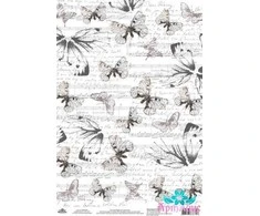Beldizart Ryžių kortelė dekupažui "Monochrome, Butterflies and notes" dydis: 21*30 cm AM400446D