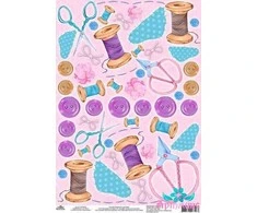 Beldizart Ryžių kortelė dekupažui "Ritės ir sagos Nr. 2" dydis: 21*30 cm AM400329D