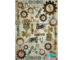 Beldizart Ryžių kortelė dekupažui "Steampunk, raktai ir krumpliaračiai" dydis: 21*30 cm AM400305D