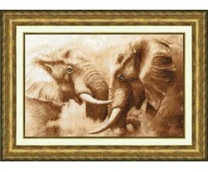 Beldizart (Nutrauktas) Kryželių siuvinėjimo rinkinys "Drambliai" 22,7 x 35,1 cm S/ZHS002